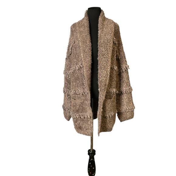 Universal Threads brown fringe loop chunky open front cardigan size Small - Picture 1 of 16